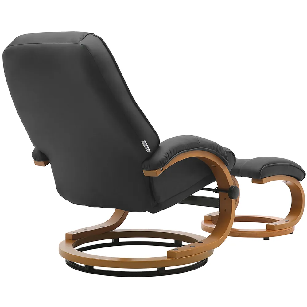 Reclining Swivel Office Chair with Footstool - Black