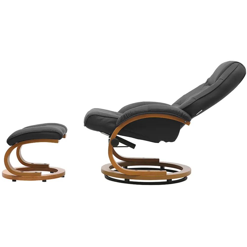 Reclining Swivel Office Chair with Footstool - Black