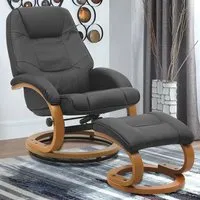 Reclining Swivel Office Chair with Footstool - Black