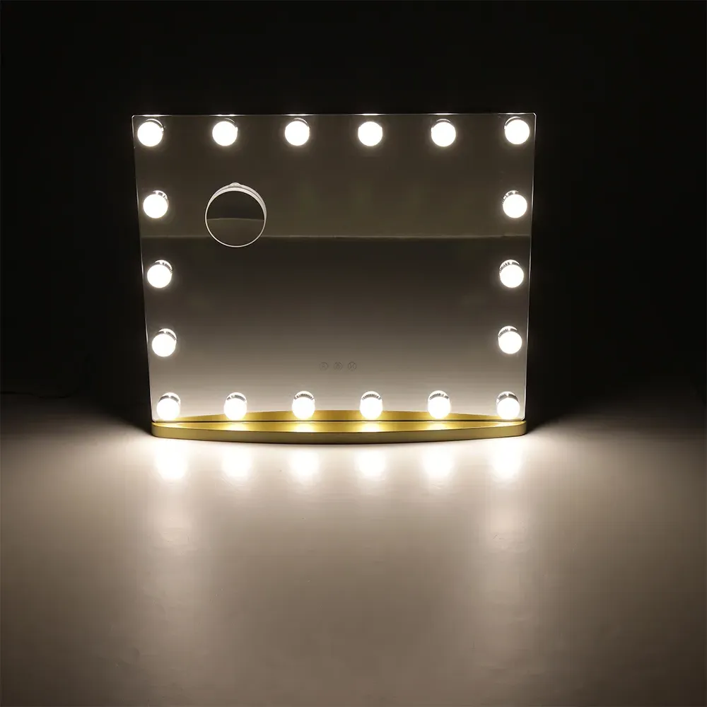 Rectangle Hollywood LED Makeup Mirror with 10X Magnification - Gold