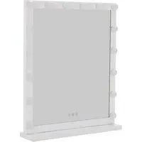 Rectangle Hollywood LED Makeup Mirror with Stand - White