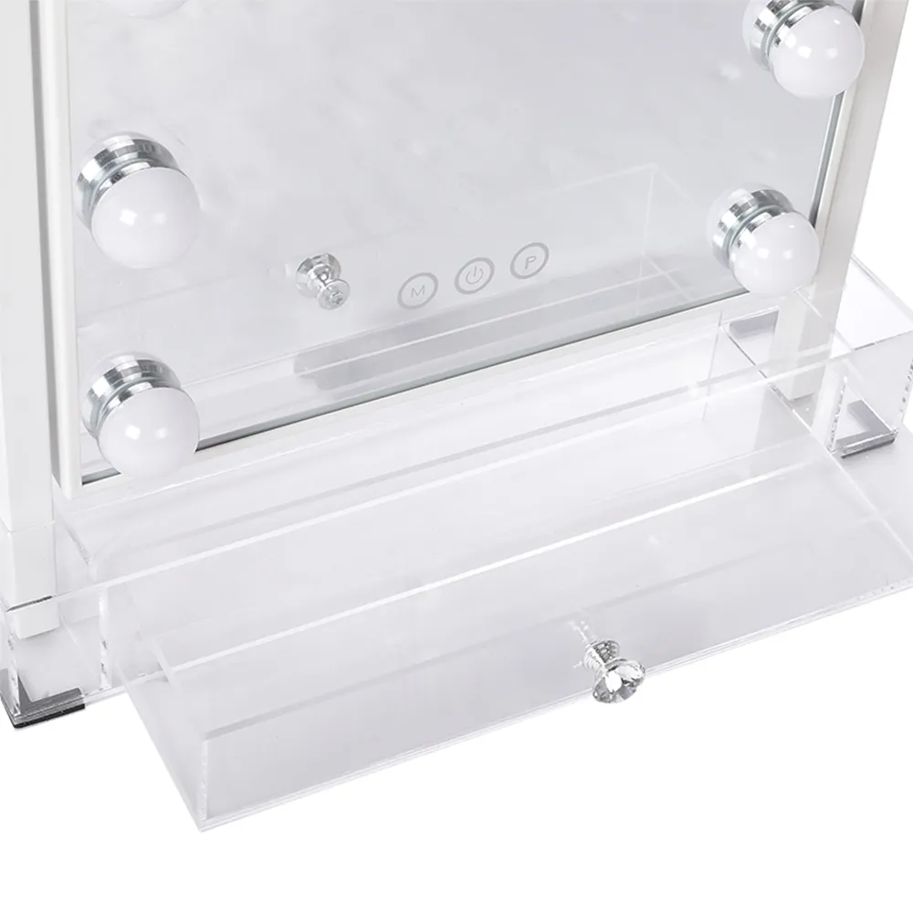 Rectangle LED Hollywood Vanity Makeup Mirror - White