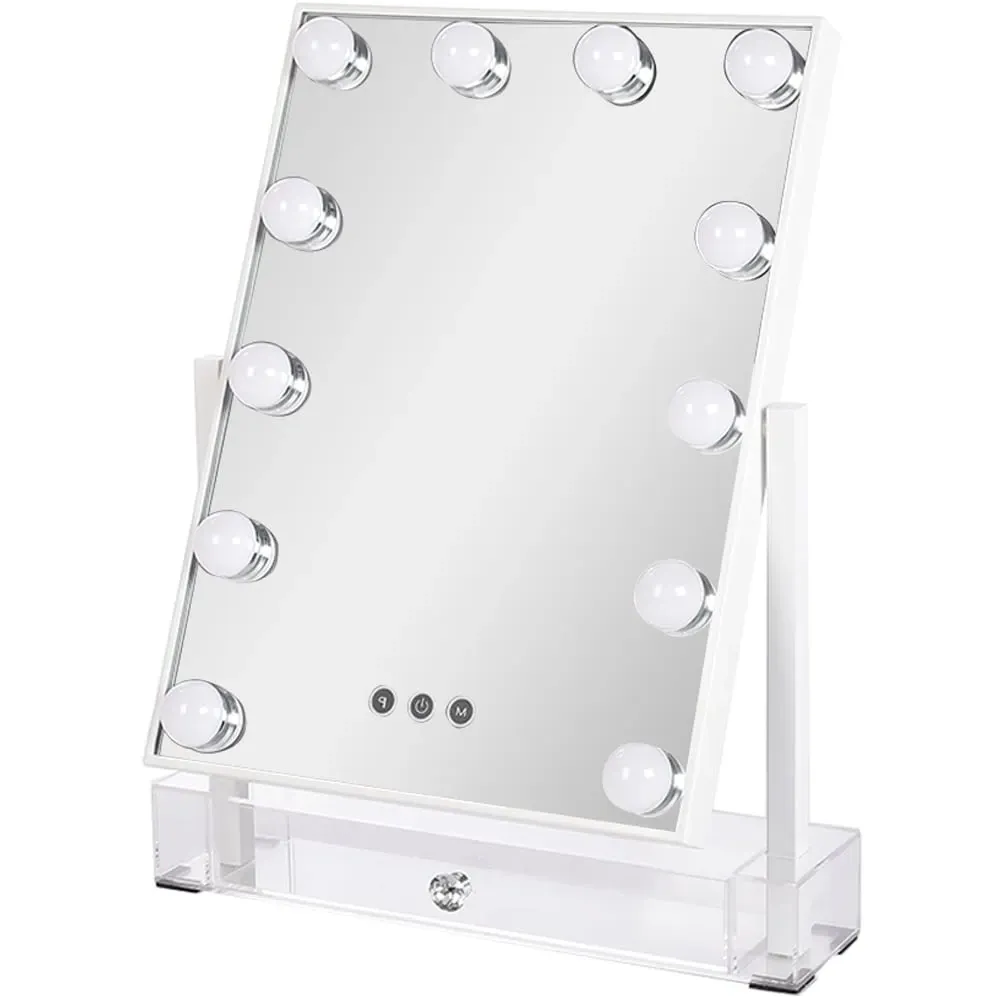 Rectangle LED Hollywood Vanity Makeup Mirror - White image