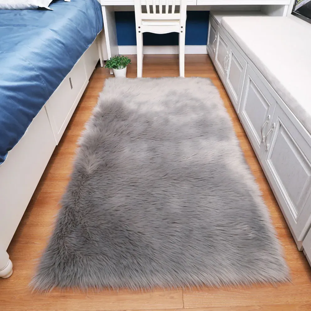 Rectangle Soft Shaggy Rug - Grey