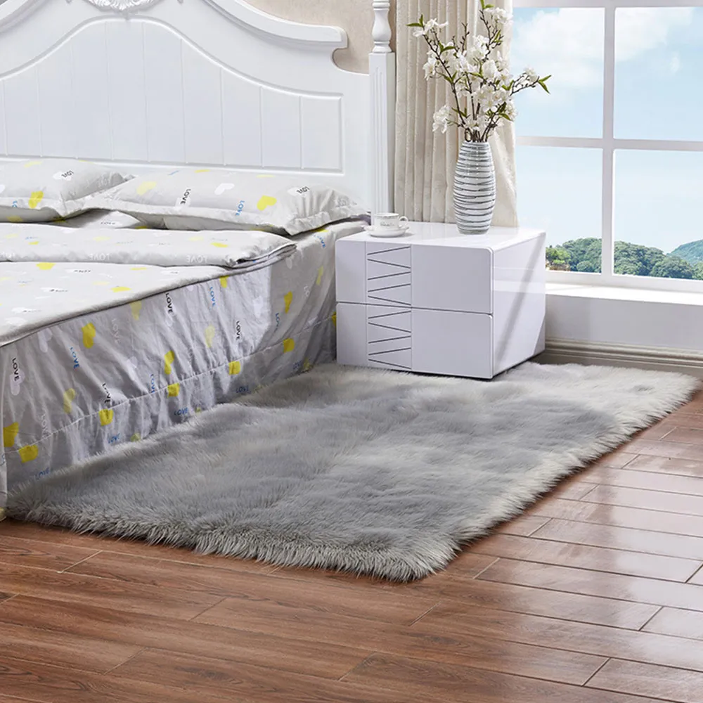 Rectangle Soft Shaggy Rug - Grey