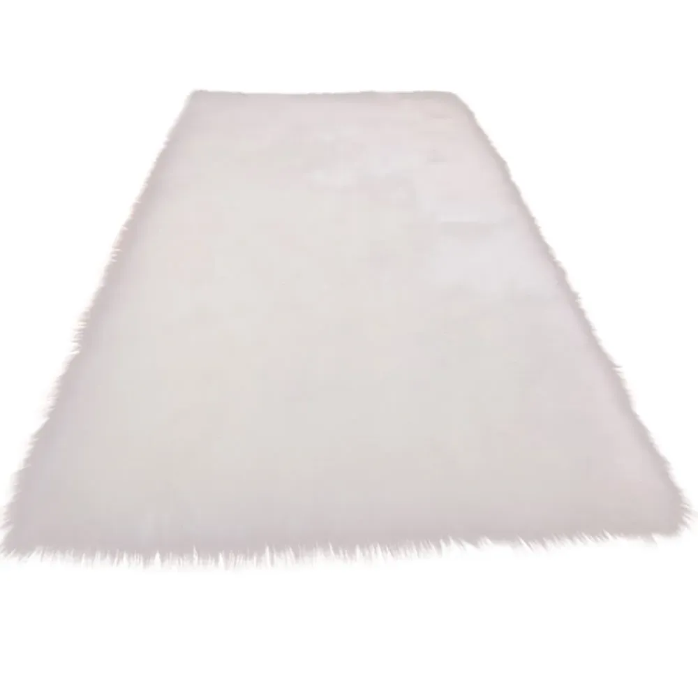 Rectangle Soft Shaggy Rug - White