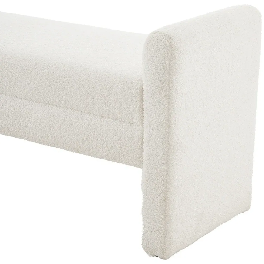 Rectangle Teddy Upholstered H-Shaped Bench - White