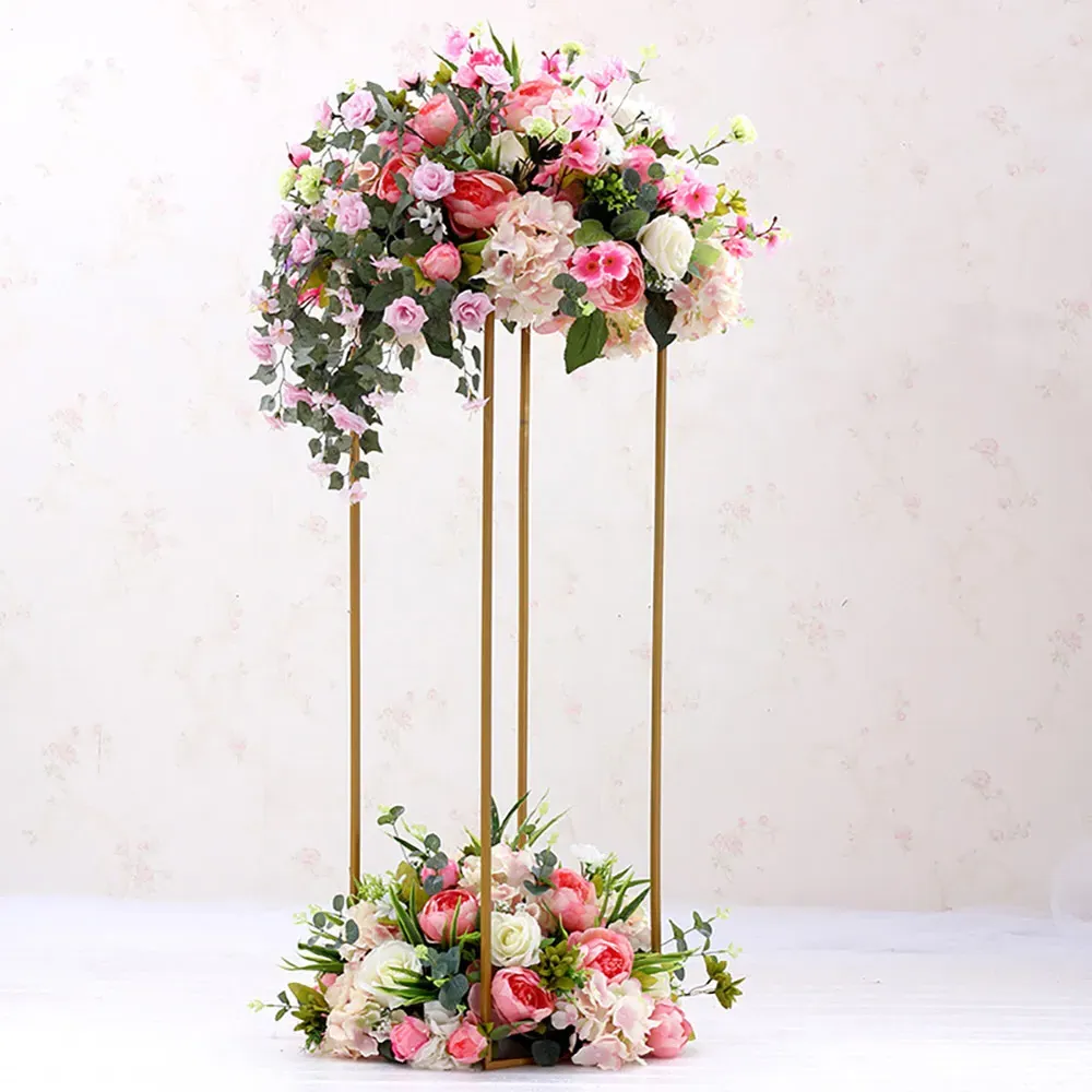 Rectangular Flower Stand Pedestal - Gold