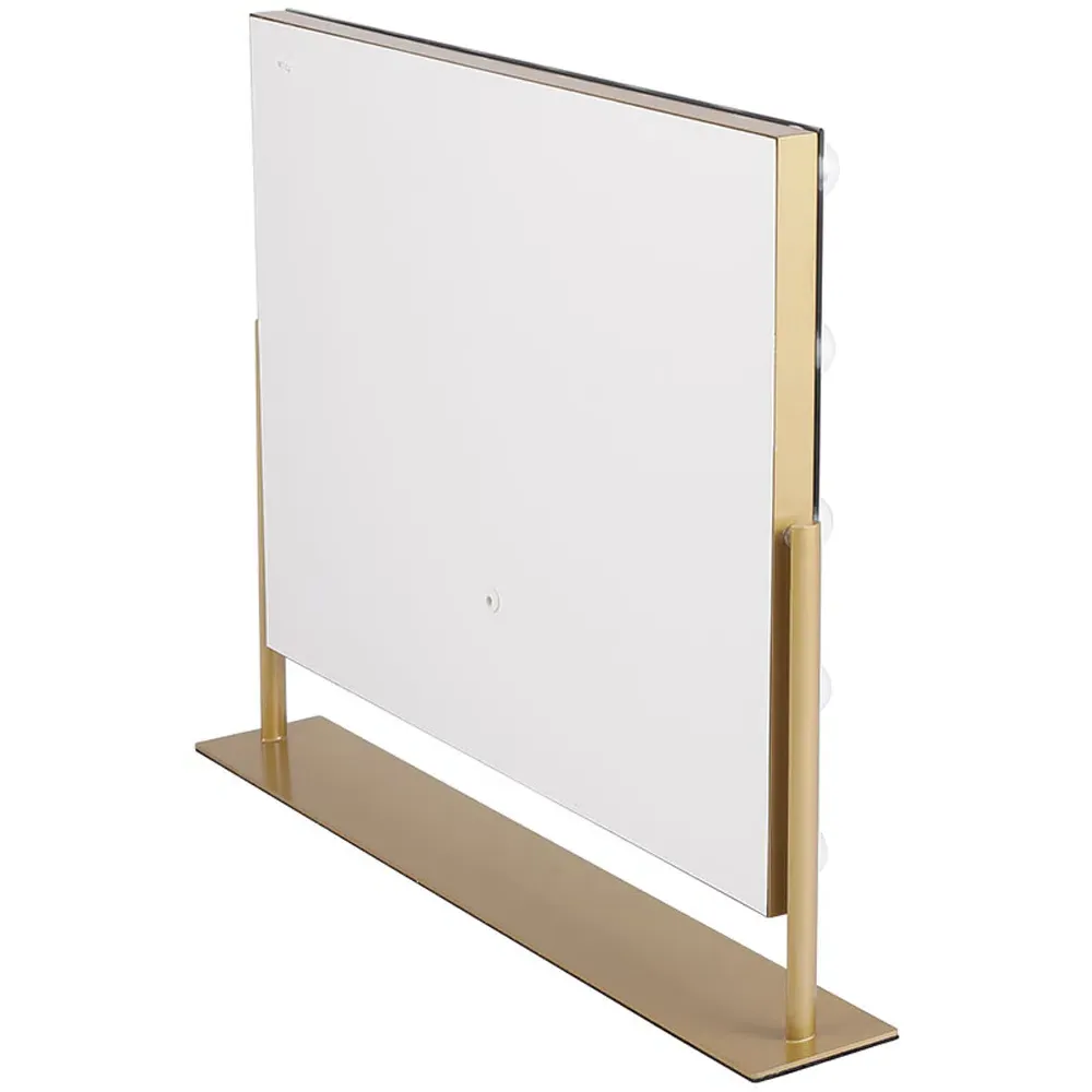 Rectangular Hollywood LED Vanity Mirror - Gold, Metal