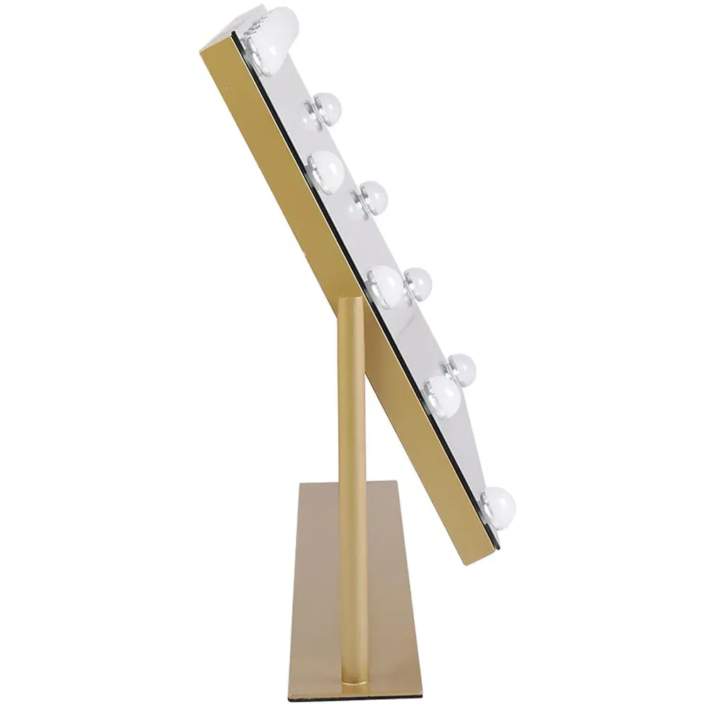 Rectangular Hollywood LED Vanity Mirror - Gold, Metal