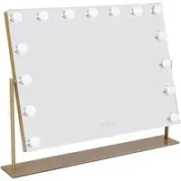 Rectangular Hollywood LED Vanity Mirror - Gold, Metal