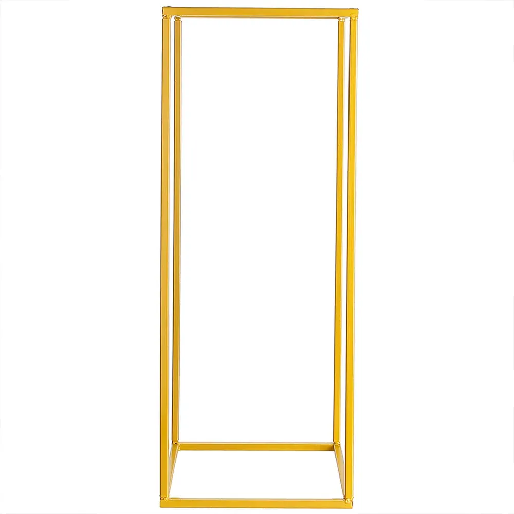 Rectangular Metal Flower Stand Pedestal Rack - Gold