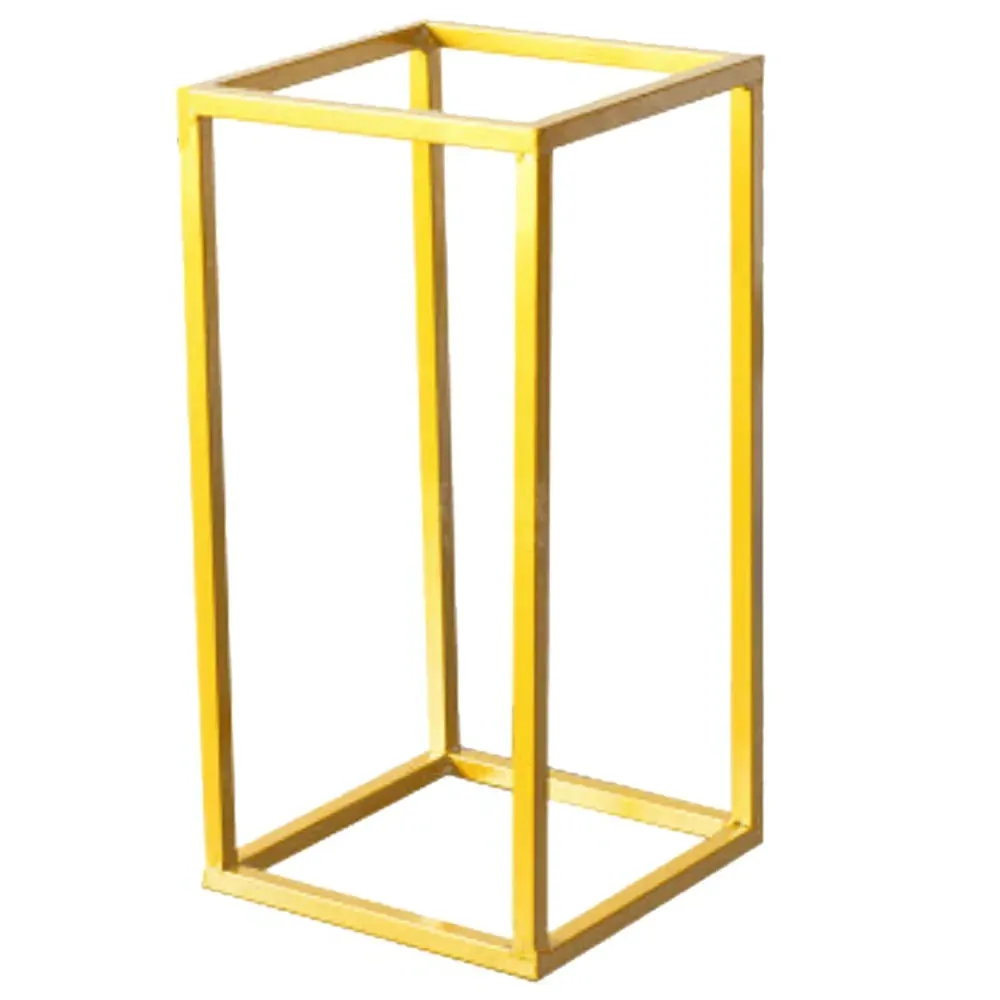 Rectangular Metal Flower Stand Pedestal Rack - Gold