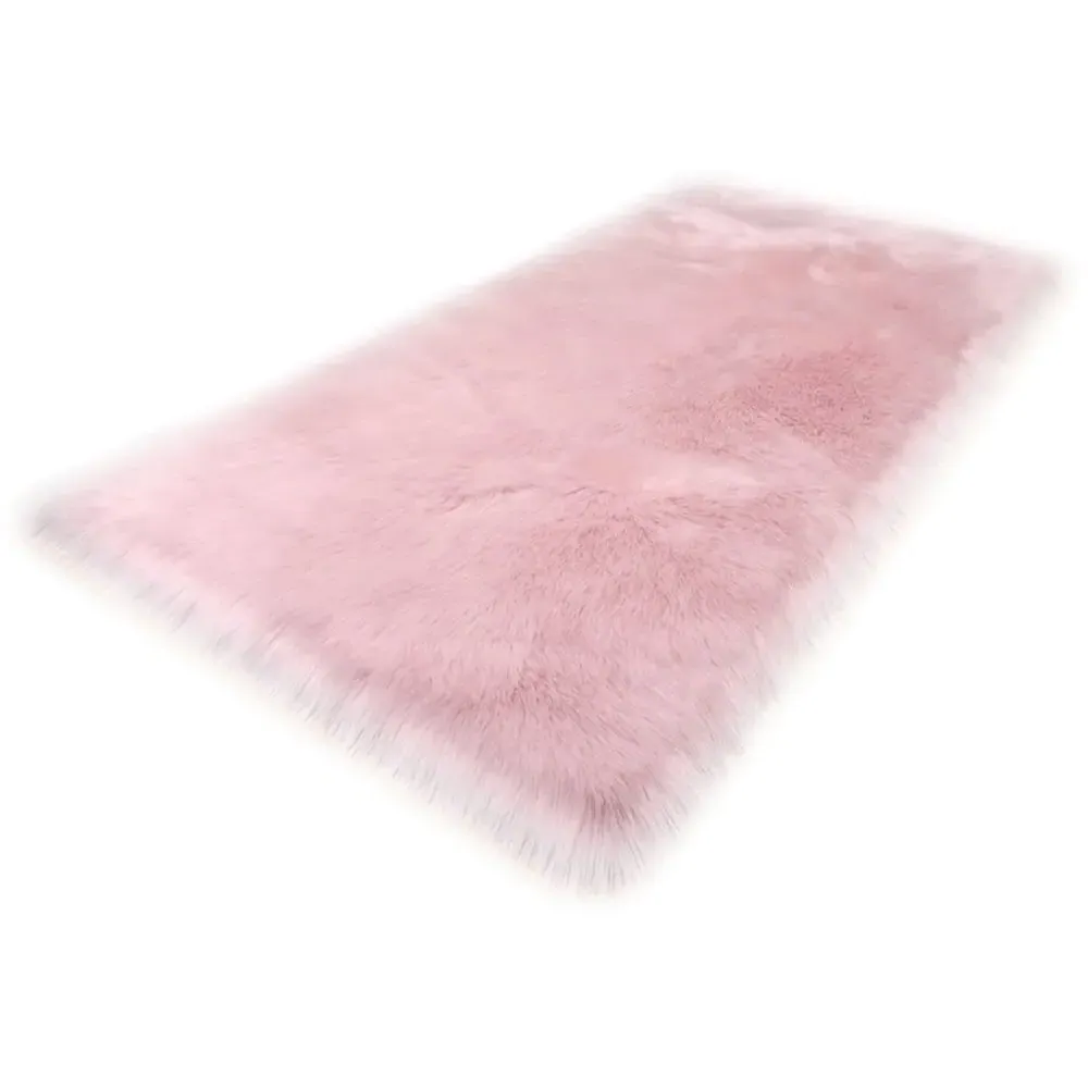Rectangular Shaggy Rug - Pink image