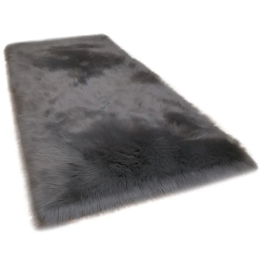 Rectangular Super Soft Shaggy Rug - Grey, Plush