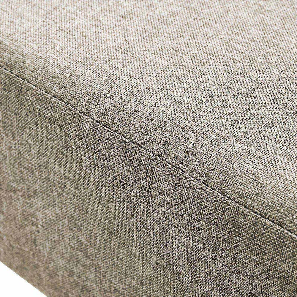 Rectangular Tofu-Shaped Footrest with Wooden Legs - Cream, Linen