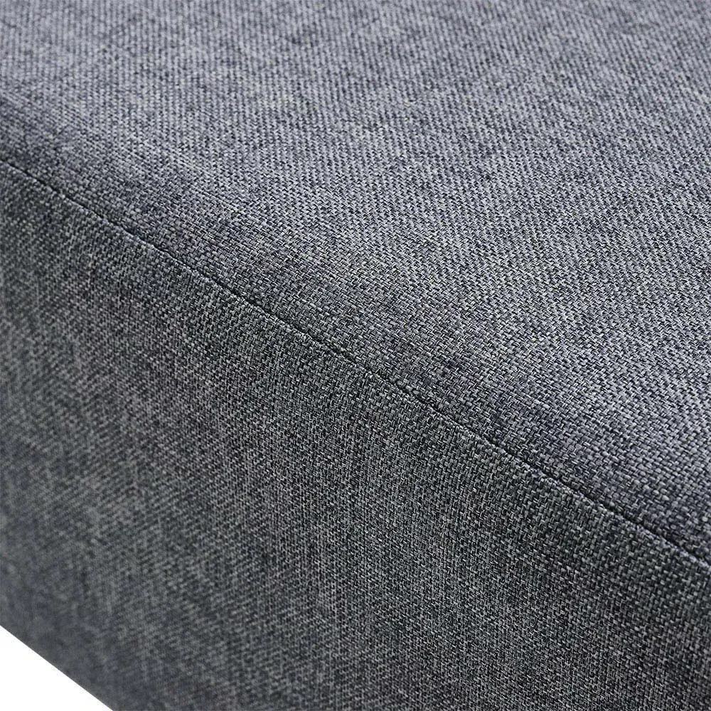 Rectangular Tofu-Shaped Footrest with Wooden Legs - Grey, Linen