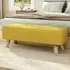Rectangular Tofu-Shaped Footrest with Wooden Legs - Yellow, Linen