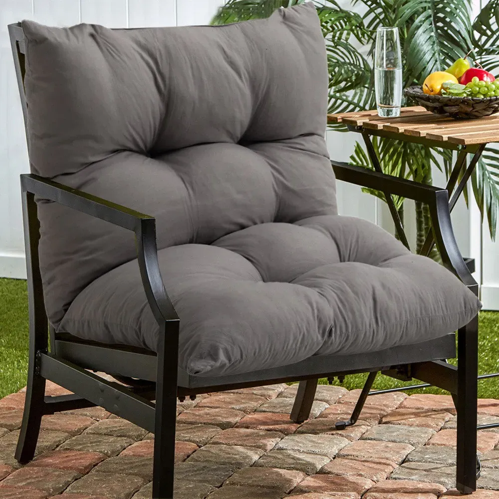 Rectangular Tufted Seat Cushion - Dark Grey, Polyester