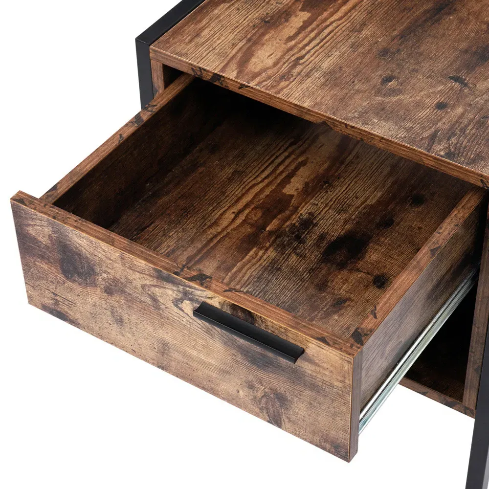 Retro Bedside Table with Drawer - Brown