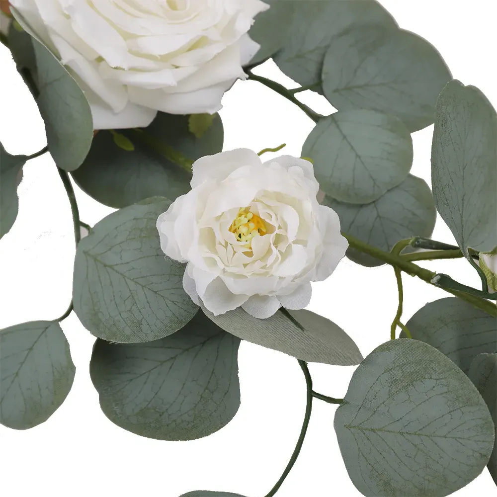 Rose Eucalyptus Artificial Vine Garland 185cm - White