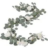 Rose Eucalyptus Artificial Vine Garland 185cm - White