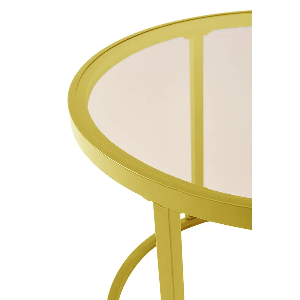 Round Glass Nesting Tables Set of 2 - Gold