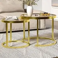 Round Glass Nesting Tables Set of 2 - Gold