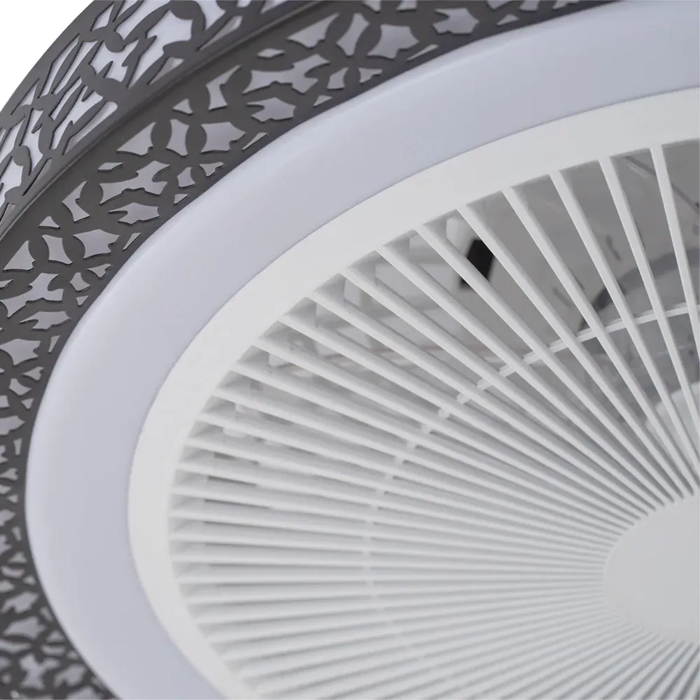 Round LED Ceiling Fan Light - Black, Acrylic