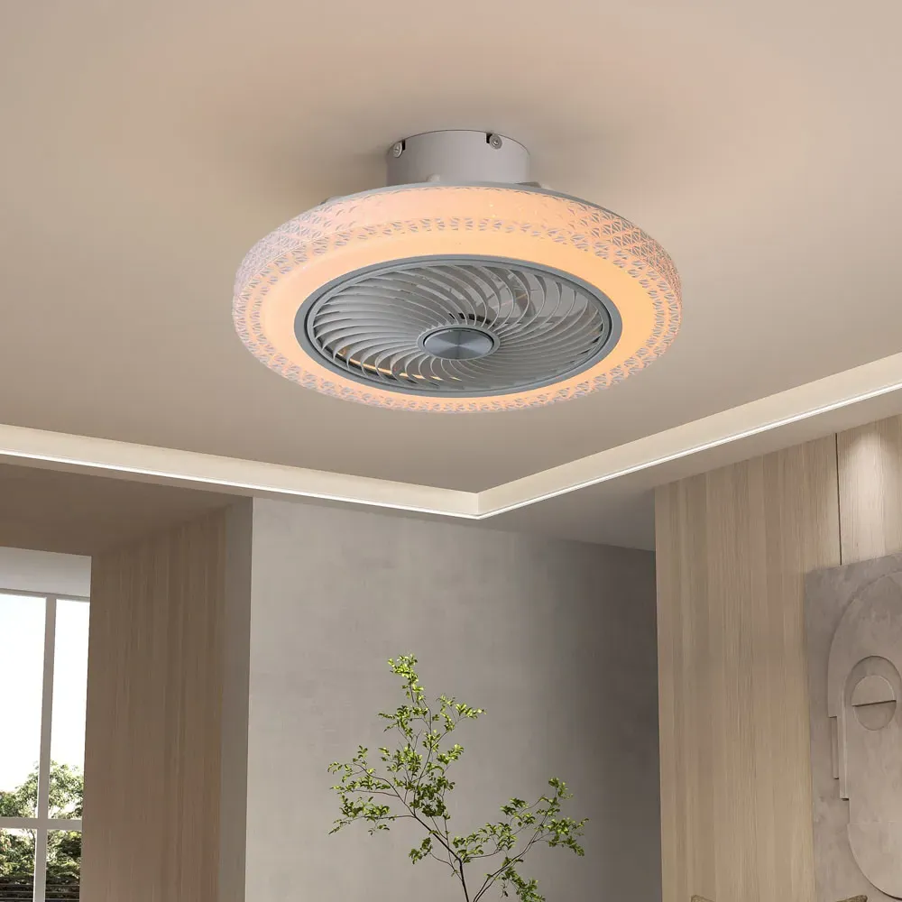 Round LED Ceiling Fan Light - White, Acrylic