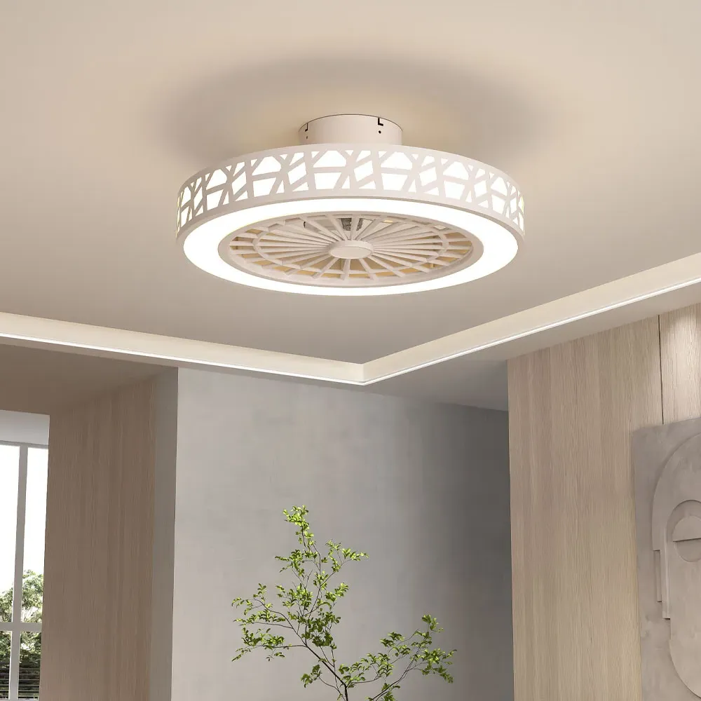 Round LED Ceiling Fan Light - White, Acrylic