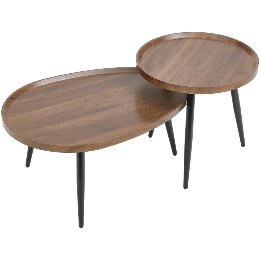 Round Nesting Tables Set of 2 - Brown, Wood