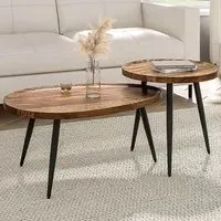 Round Nesting Tables Set of 2 - Brown, Wood