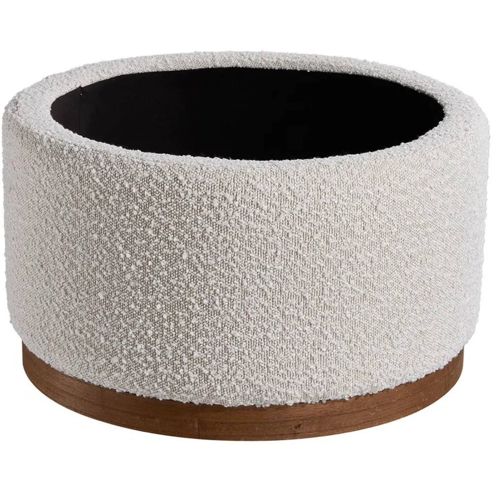 Round Ottoman Storage Stool with Thick Cushion - Cream