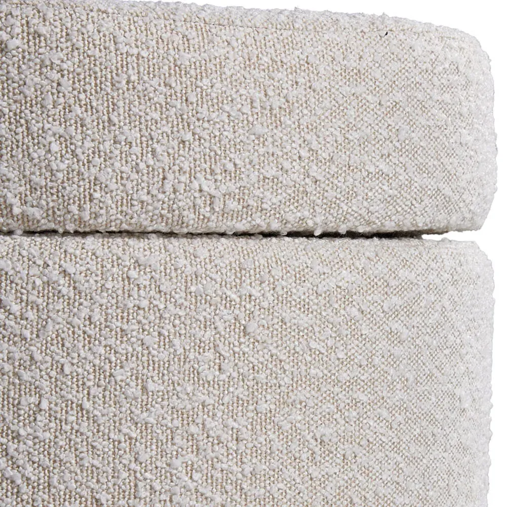 Round Ottoman Storage Stool with Thick Cushion - Cream