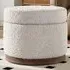 Round Ottoman Storage Stool with Thick Cushion - Cream