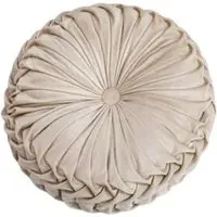 Round Pleated Pumpkin Velvet Cushion 45cm - Beige