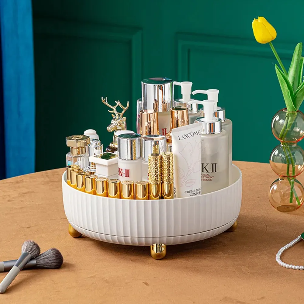 Round Rotatable Storage Organiser - White