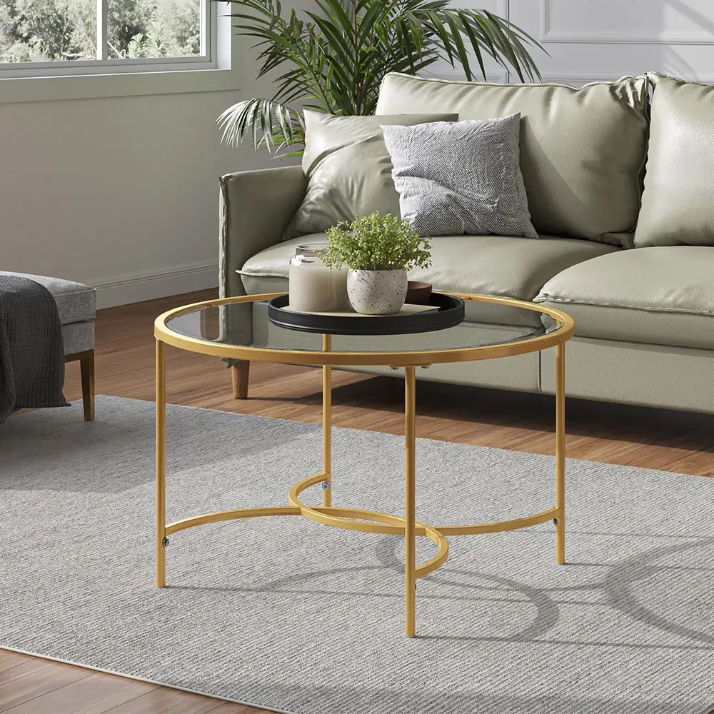 Round Tempered Glass Coffee Table - Clear