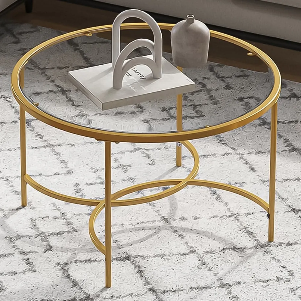 Round Tempered Glass Coffee Table - Clear image