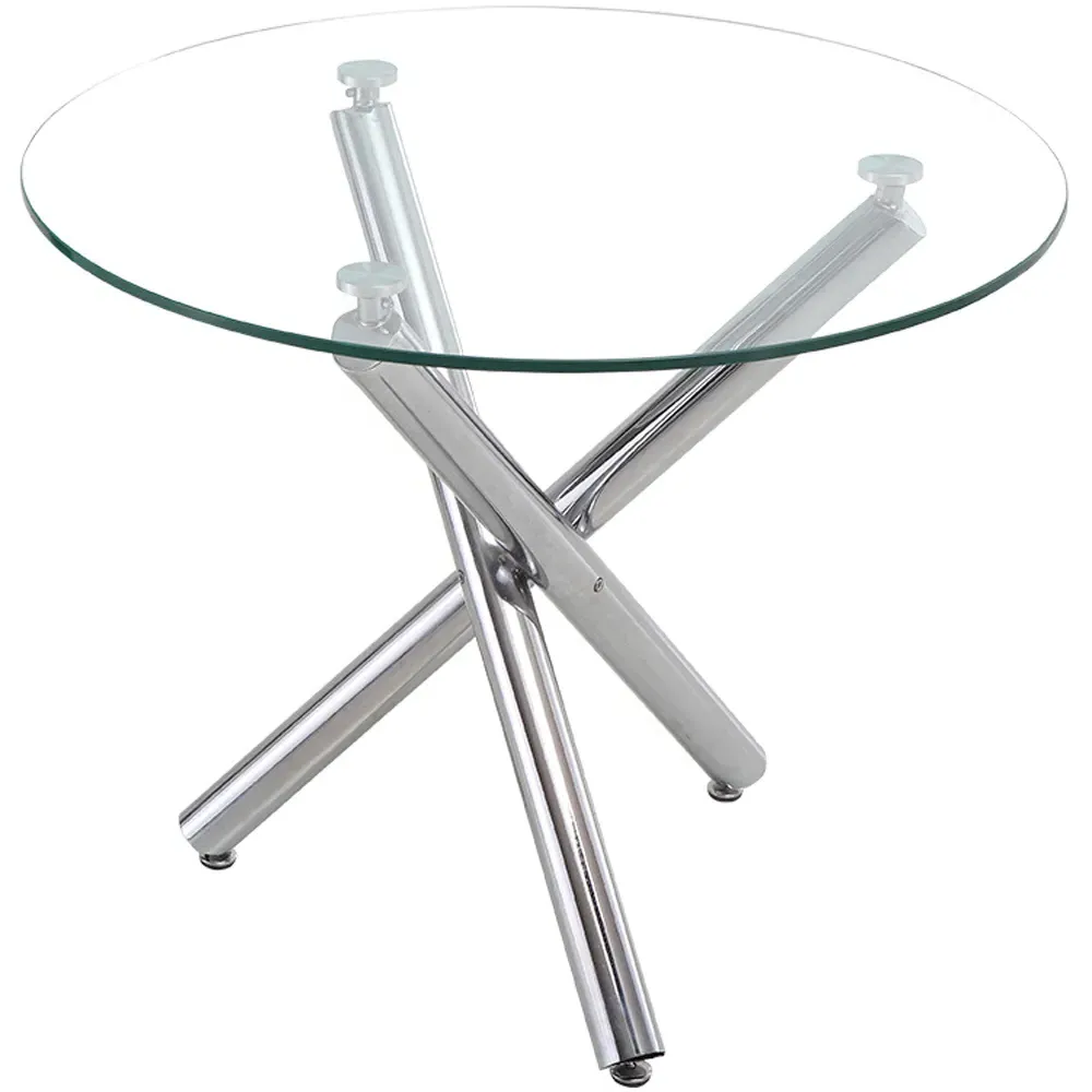 Round Tempered Glass Coffee Table - Silver
