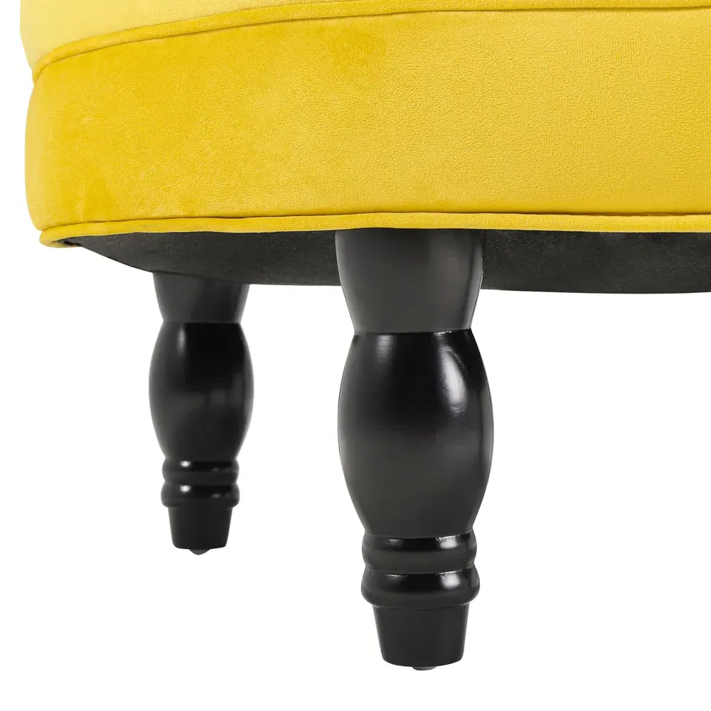 Round Velvet Tufted Buttoned Footstool - Yellow