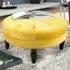 Round Velvet Tufted Buttoned Footstool - Yellow