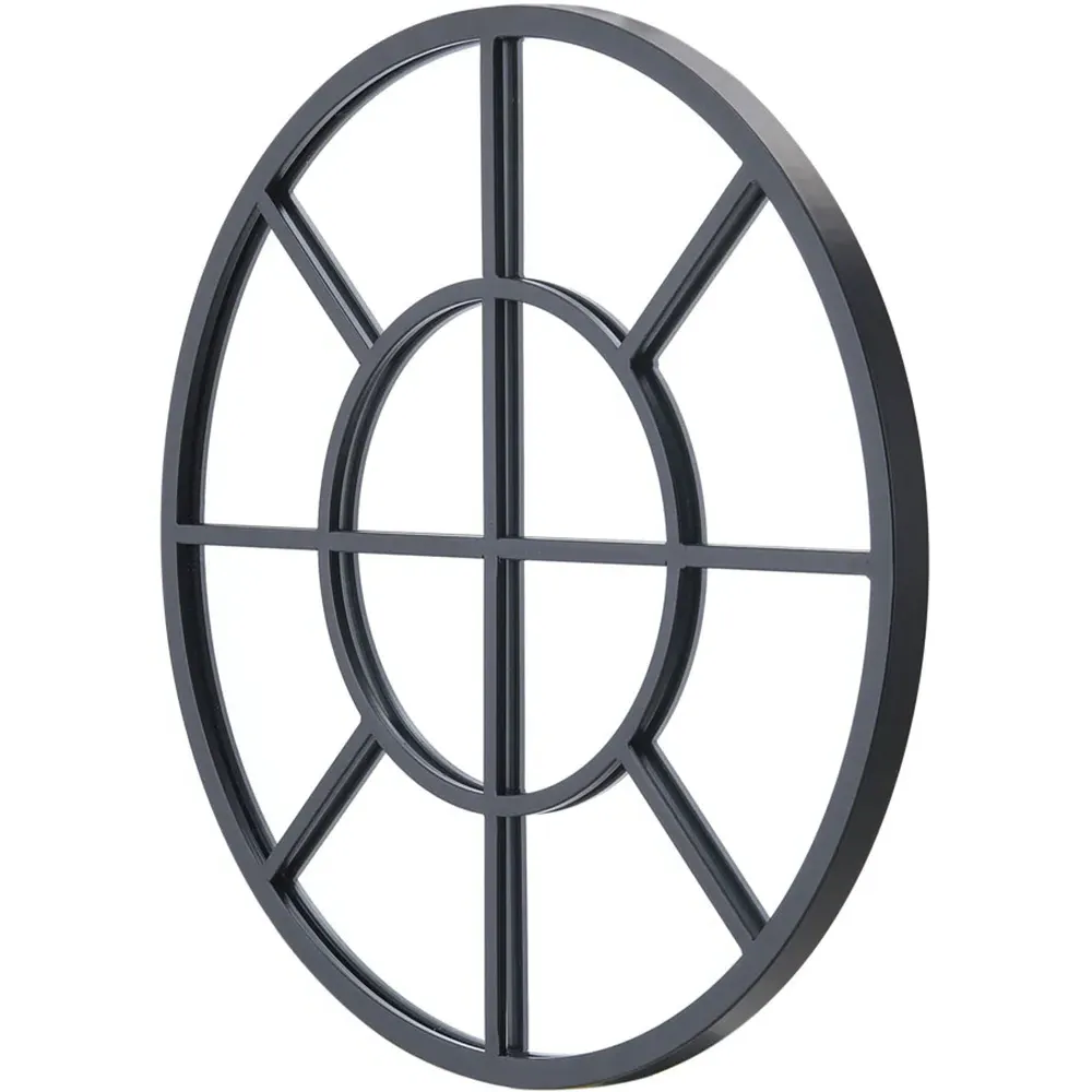 Round Window Wall Mirror 50cm - Black, Metal