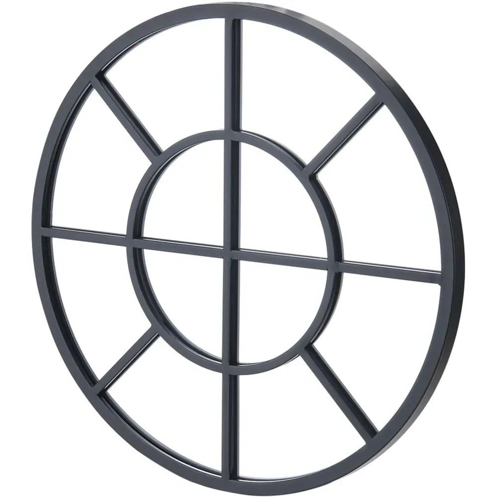 Round Window Wall Mirror 50cm - Black, Metal