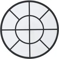 Round Window Wall Mirror 50cm - Black, Metal