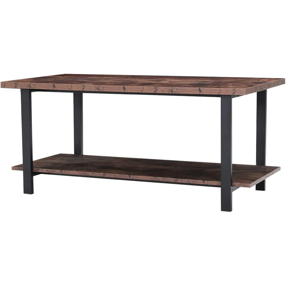 Rustic Coffee Table with Storage - Brown