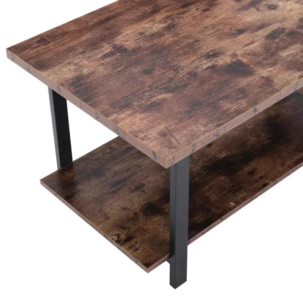 Rustic Coffee Table with Storage - Brown