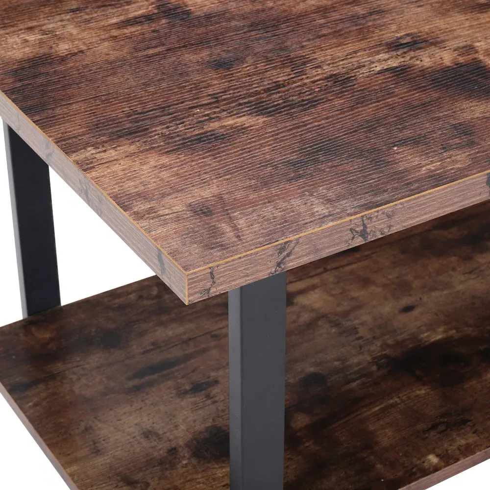 Rustic Coffee Table with Storage - Brown