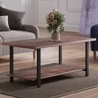 Rustic Coffee Table with Storage - Brown